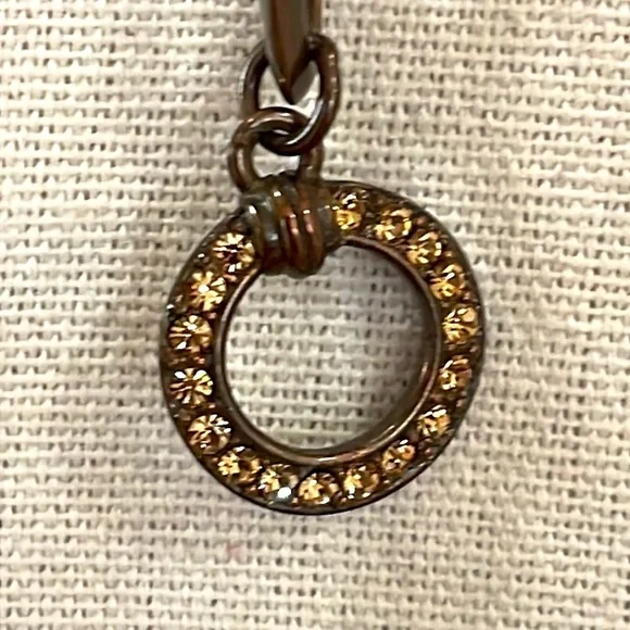 Nolan Miller 90s Vintage Veneto Chain Orange Rhinestone Toggle Clasp Necklace - Picture 4 of 7